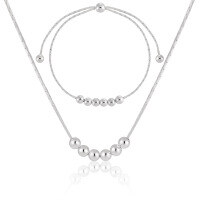 wholesale S925 sterling silver new bead chain necklace for women, minimalist style,, adjustable sliding collarbone chain-Silver Bracelet/HSL3126>925 Silver