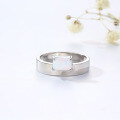wholesale S925 silver minimalist Japanese-style octagonal synthetic opal ring, luxurious opal jewelry-0-1