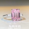 wholesale S925 Sterling Silver 5-Carat Pink Diamond Pagoda-Cut 8X11 Large Square Ring for Women-0-0