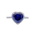 wholesale S925 Sterling Silver New Arrival Simulated Sapphire 8*8 Heart-Shaped Ring, Elegant and Luxurious Personality-0-4