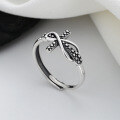 wholesale S925 Sterling Silver Vintage Retro Creative Pattern Figure-8 Cross Ring Ethnic Fashion Index Finger Ring-0-0