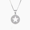 wholesale S925 silver round full diamond pentagram pendant women Korean style minimalist luxury fashion personality silver pendant wholesale-0-1