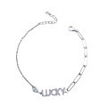 wholesale S925 Sterling Silver Maker's Lucky Geometric Letter Bracelet with Diamond Accents for Women, Fashionable and Niche Design Jewelry-0-4