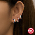 wholesale S925 Sterling Silver Double-Layer Cross Drop Earrings with Crystal Heart Teardrop Design-0-3