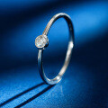 S925 Silver Fashion Commute Ring for Women, Minimalist Round Gold Moissanite Ins Style Tail Ring-0-0
