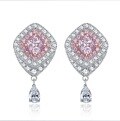 wholesale S925 Sterling Silver Zhuo Zhifan Designer Edition High Carbon Diamond 6*6 Pink Diamond Stud Earrings Women's Light Luxury Ear Jewelry-0-5