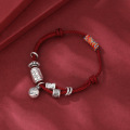 wholesale 999 Silver Auspicious Zodiac Snake Bracelet, Year of the Snake, Handwoven Red String Anklet for Women, Goddess Festival Gift-0-13