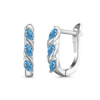 wholesale S925 Sterling Silver European and American Hit Blue Teardrop Zircon Heart Stud Earrings Exquisitely Designed with a Sense of Advanced Geometry-DY110206-SW-BU 925 silver