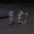 wholesale S925 Sterling Silver Vintage Gothic Style Earrings Inlaid with Natural Colored Gemstone Crystal Topaz-0-2