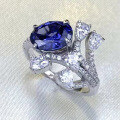 wholesale S925 Sterling Silver New 7*9mm Oval Tanzanite Ring for Women, Luxurious and Stylish Hot-Selling-0-1