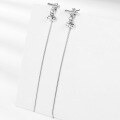 wholesale S925 Sterling Silver Long Tassel Drop Earrings for Women, Minimalist Design, Versatile and Unique Statement Earrings-0-3