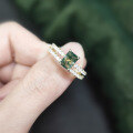 wholesale 925 Sterling Silver Plated 18K Gold Natural Moss Agate Stacking Ring Set Gemstone Ring-0-4