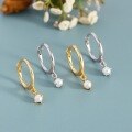 wholesale S925 Sterling Silver Micro-Inlaid Shell Pearl Hoop Earrings, French Elegant and Minimalist Style, Niche Earrings-0-0
