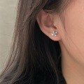 wholesale S925 Sterling Silver Four-Leaf Clover Ear Studs for Women, Small and Exquisite, Light Luxury, Fashionable Minimalist Style, Lucky Clover Earrings, Versatile Match-0-3