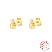 wholesale S925 Sterling Silver Geometric Floral Stud Earrings with Crystal Accents, Trendy and Versatile-Gold-Style 5
