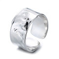 wholesale S925 Sterling Silver Irregular Patchwork Tin Foil Open Ring for Fashionistas Street Style Creative Finger Ring-0-4