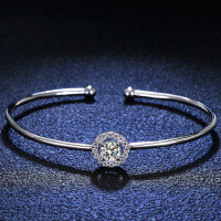 Sterling Silver Moissanite Luxury Round Bangle Bracelet for Women Live Direct Sales-50 points (set with zircon)  925 silver