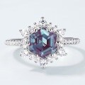 wholesale 925 Sterling Silver, European and American New Sunflower Ring, Light Luxury Cultivated Alexandrite Ring, Cross-Border Best-Seller-0-1