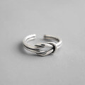 wholesale S925 Sterling Silver AR975 Korean Style Fashion Double Knot Distressed Vintage Minimalist Open Ring-0-0