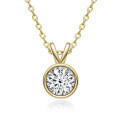 S925 Silver D Color Moissanite Classic Halo Pendant Necklace-0-34
