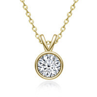 S925 Silver D Color Moissanite Classic Halo Pendant Necklace-Small bubble necklace [K gold] 6.5mm  925 silver