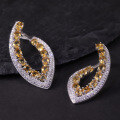 wholesale S925 Sterling Silver Geometric Luxury Citrine Earrings with Natural Topaz Gemstone, European and American Style Stud Earrings-0-0