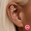 wholesale S925 Sterling Silver Opal Fringe Threaded Flatback Ear Stud with Heart Design-0-1