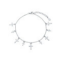 wholesale S925 Sterling Silver Cross Beaded Bracelet Anklet Necklace Fashion Minimalist Versatile Stylish Jewelry Set-0-3