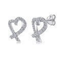 wholesale 925 Sterling Silver Earrings for Women, Hollow Micro-Inlaid Zircon Heart Floral Bow Shape Wholesale Manufacturer Direct Shipping-0-0