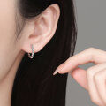 Sterling Silver Single-Row Moissanite Hoop Earrings, Minimalist Design-0-2