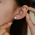 S925 Silver Moissanite Stud Earrings with Luxury Square Box-0-1