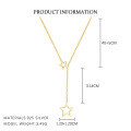 wholesale S925 Sterling Silver Farfan Star Moon Pendant Necklace, Women's Light Luxury Fashion Versatile Hollow-out Personality Choker-0-6