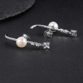 wholesale S925 Sterling Silver Inlaid with 5A Zircon and Natural Freshwater Pearl Fashion Light Luxury Earrings-0-2