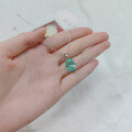 wholesale S925 Sterling Silver Green Spinel Necklace Collarbone Chain Minimalist Elegant Gem Pendant New Arrival-0-0