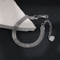 wholesale S925 sterling silver 716 wide multi-layer unisex bracelet with minimalist tank chain and retro small cat tail charm-0-1