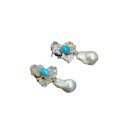 wholesale 925 Silver Gold-Plated Earrings with High-Carbon Diamonds, Turquoise, Coral, Butterfly Orchid, Shell Pearls, and Cabochon, Versatile Jewelry for Women-0-4
