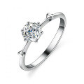 Silver Moissanite Ring Six Prong Sparkling Ins Style Pinky Tail Wholesale Live Stream Supply-0-2