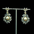 wholesale 925 Silver Gold-Plated Earrings with High-Carbon Diamonds and South Sea Golden Pearls, High-End Jewelry for Party Events, Versatile Accessories for Women-0-3