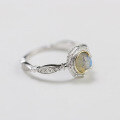 wholesale 925 Sterling Silver Gold-Plated Labradorite Ring, New Style, Artistic, Vintage, Niche, Fashionable, European and American Design-0-2