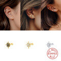 wholesale S925 Sterling Silver Single Octagonal Star Threaded Ear Stud, Cross-border Hot-selling Fashion Minimalist Diamond Threaded Earrings for Women-0-2