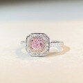 wholesale S925 Sterling Silver Square Baguette Diamond Ring Light Luxury Fashion High-End Pink Diamond Ring for Women Wholesale Minimalist Style Fresh and Popular Design-0-1
