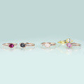 wholesale S925 Sterling Silver with Rose Gold Plated Pink Sapphire Ring, Fashionable Luxury Colored Gemstone Ring-0-2