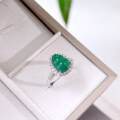 wholesale S925 Sterling Silver New Chinese Style Green Chalcedony Gourd Ring for Women, National Style Inlaid Fashion Design Light Luxury and Noble Ring-0-4