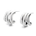 wholesale S925 Sterling Silver Korean-style Geometric Bold C-Hoop Trendy Versatile Minimalist Earrings-0-4