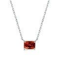 wholesale 925 Silver Korean Japanese Women's Small Niche Versatile Minimalist High-end Sense Collarbone Chain Colorful Square Zircon Four-prong Necklace-0-7