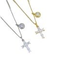 wholesale S925 Sterling Silver 3*4 Cross Pendant Fashion Versatile Commuter Telescopic Necklace Live Stream Style-0-4