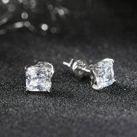 wholesale 925 Sterling Silver with 8 Zirconia Stud Earrings for Women, Simple and Elegant Versatile Ear Accessories Wholesale-Regular cut platinum, approximately 1.75g 925 silver