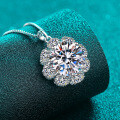 S925 Sterling Silver Moissanite Sunflower Necklace-0-1