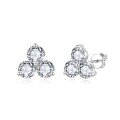 wholesale 18k Gold Plated S925 Silver Three 50mm Round Moissanite Stud Earrings for Women, Korean Style, Fresh and Fashionable-0-0