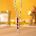 wholesale S925 Silver 6*8mm New Cultured Ruby Pendant High-End Jewelry Banquet Live Stream Source Necklace-0-1